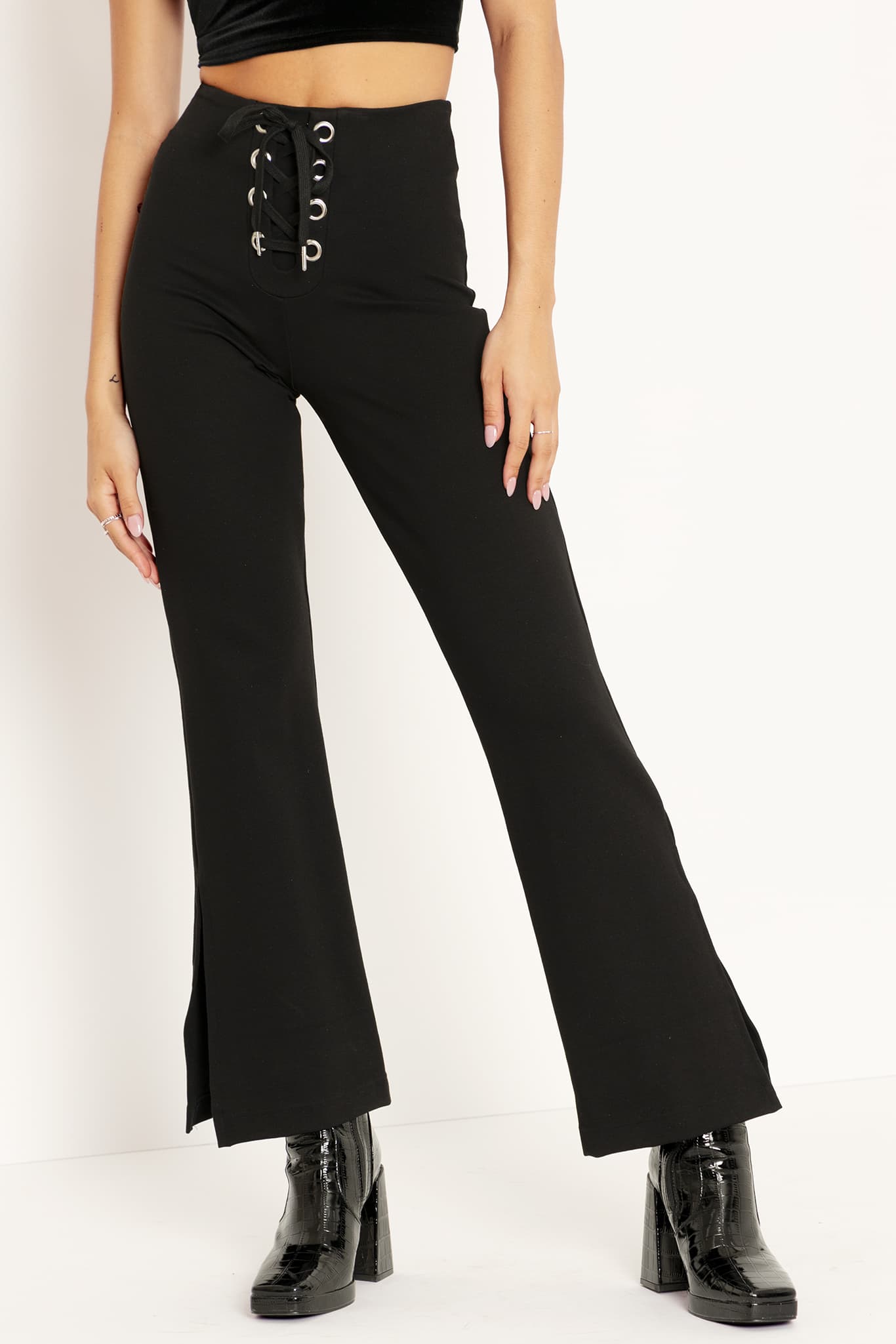 Topshop knot twist front flared pants in hibiscus print | ASOS